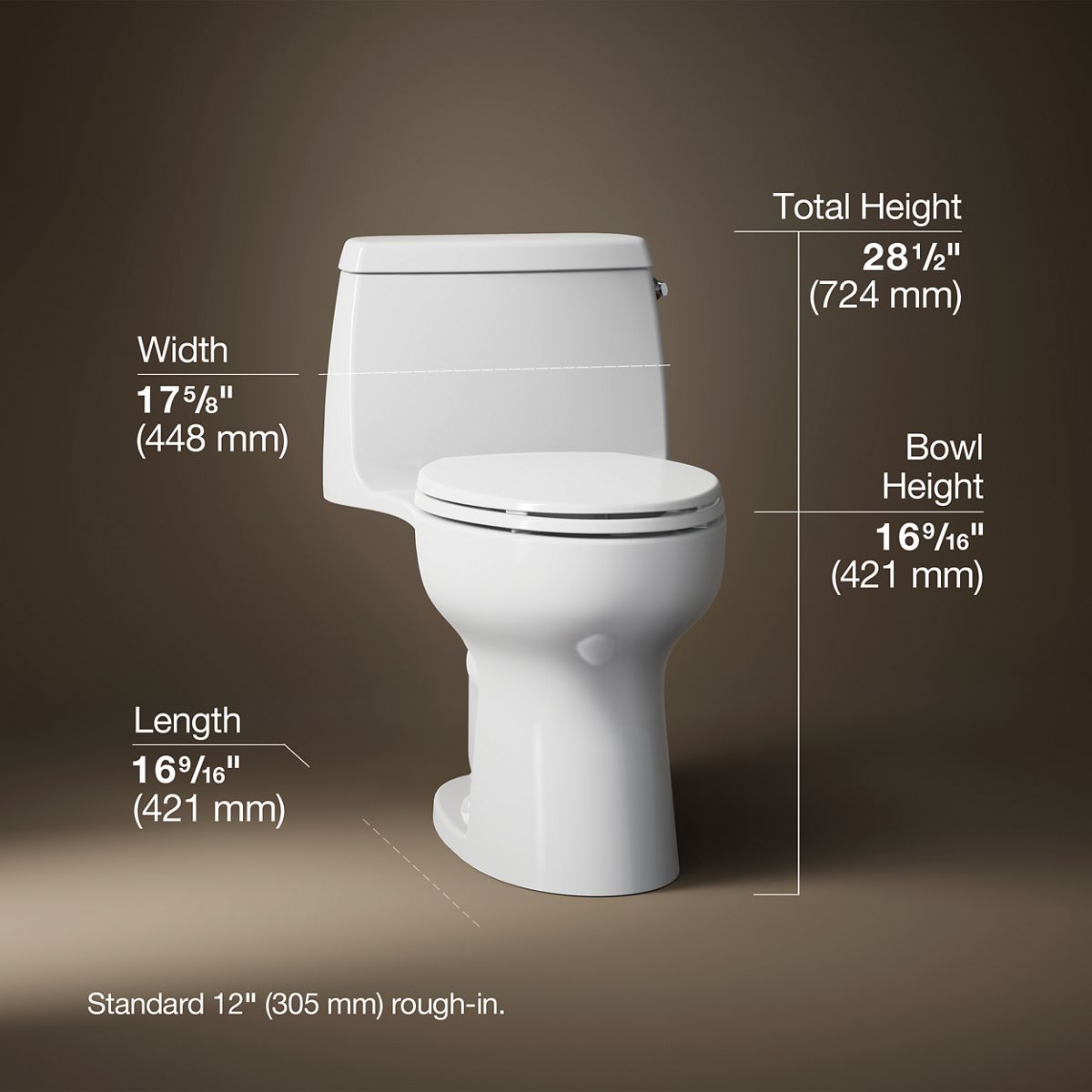 3/4 view of product with dimensions