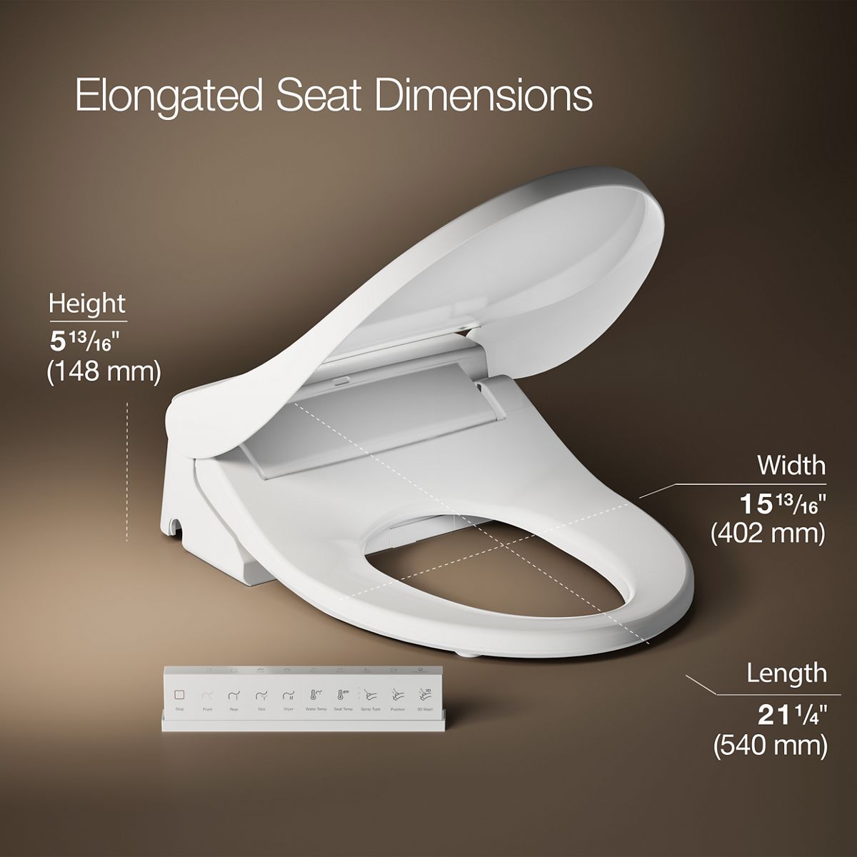 3/4 view of product with dimensions