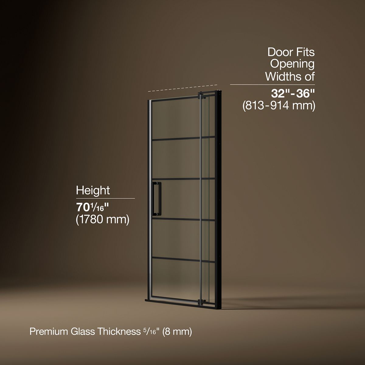 3/4 view of product with dimensions