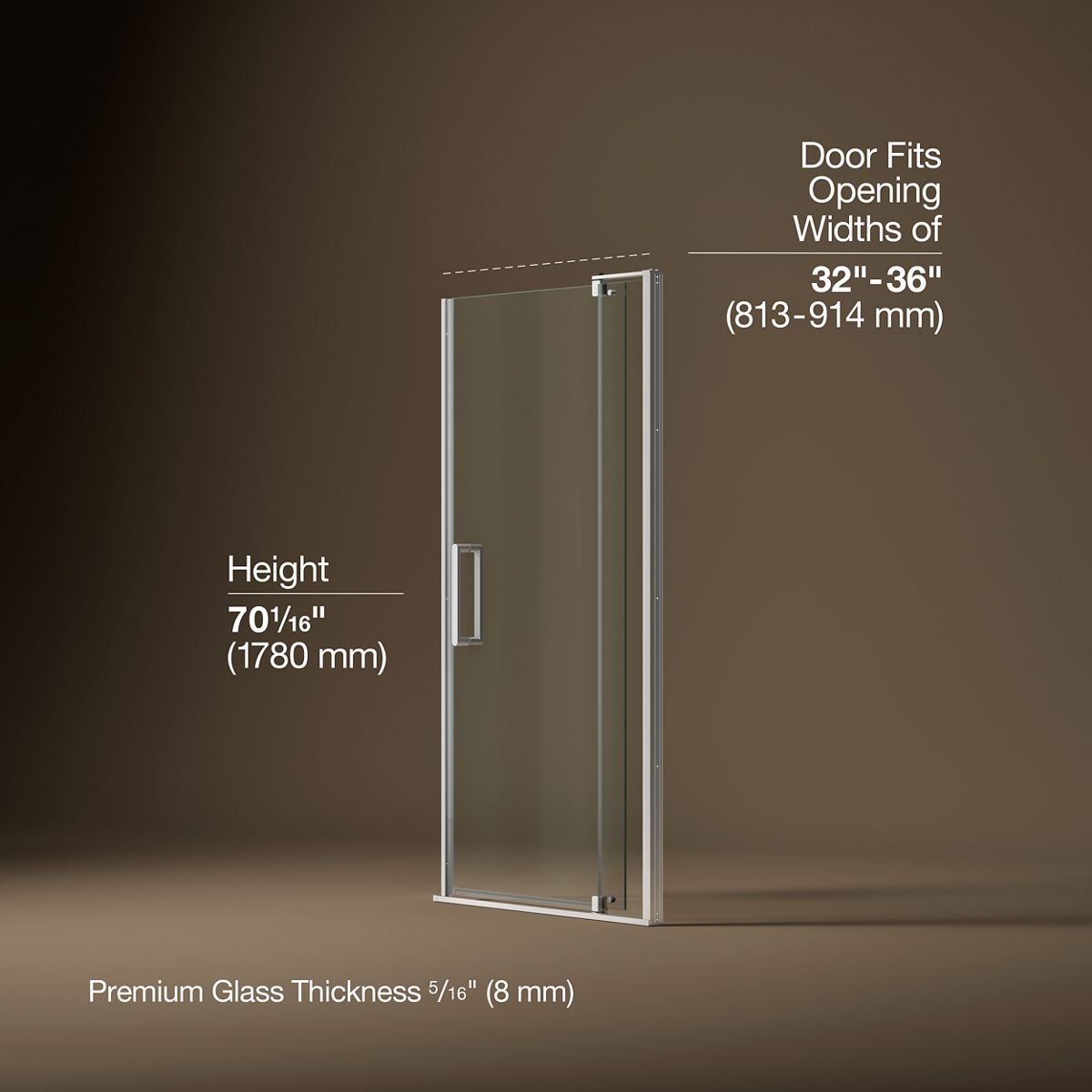 3/4 view of product with dimensions