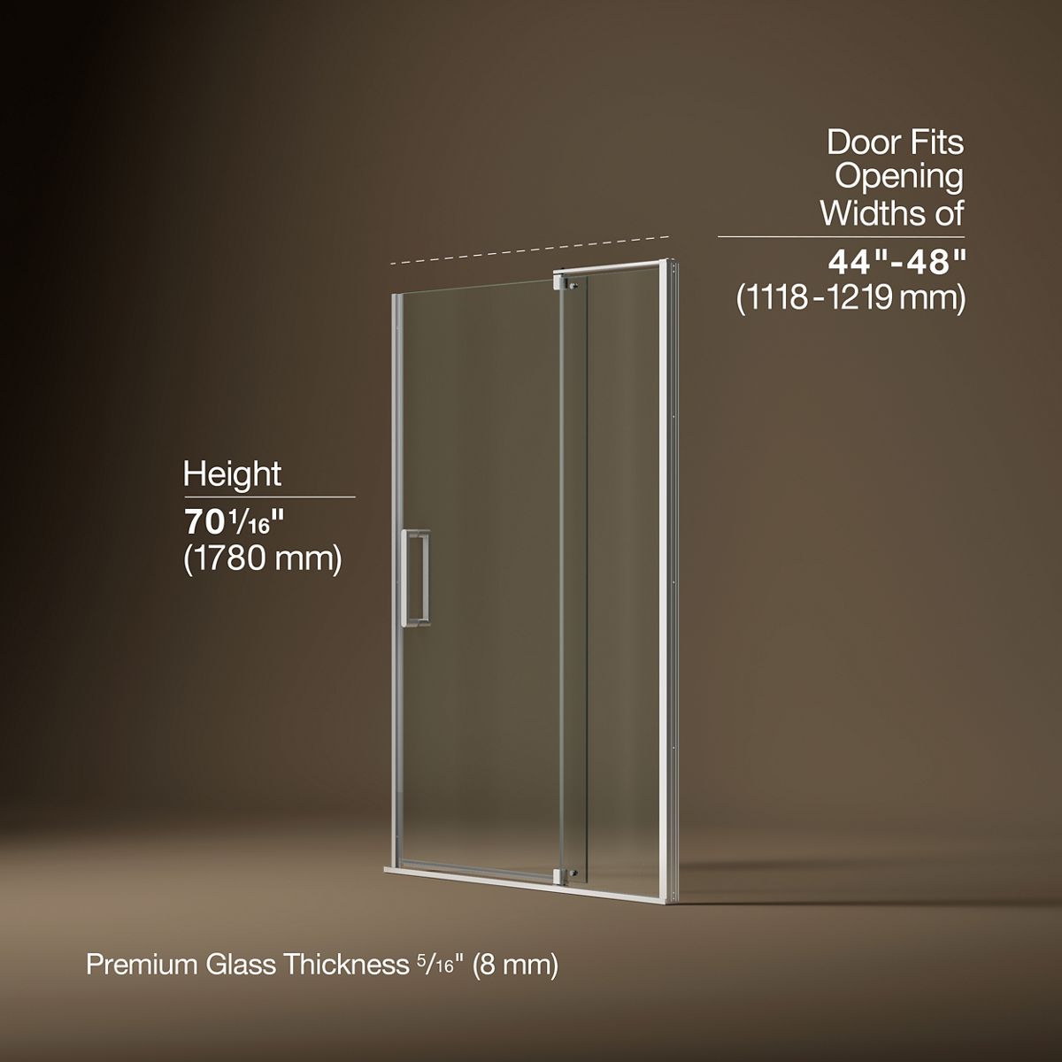 3/4 view of product with dimensions