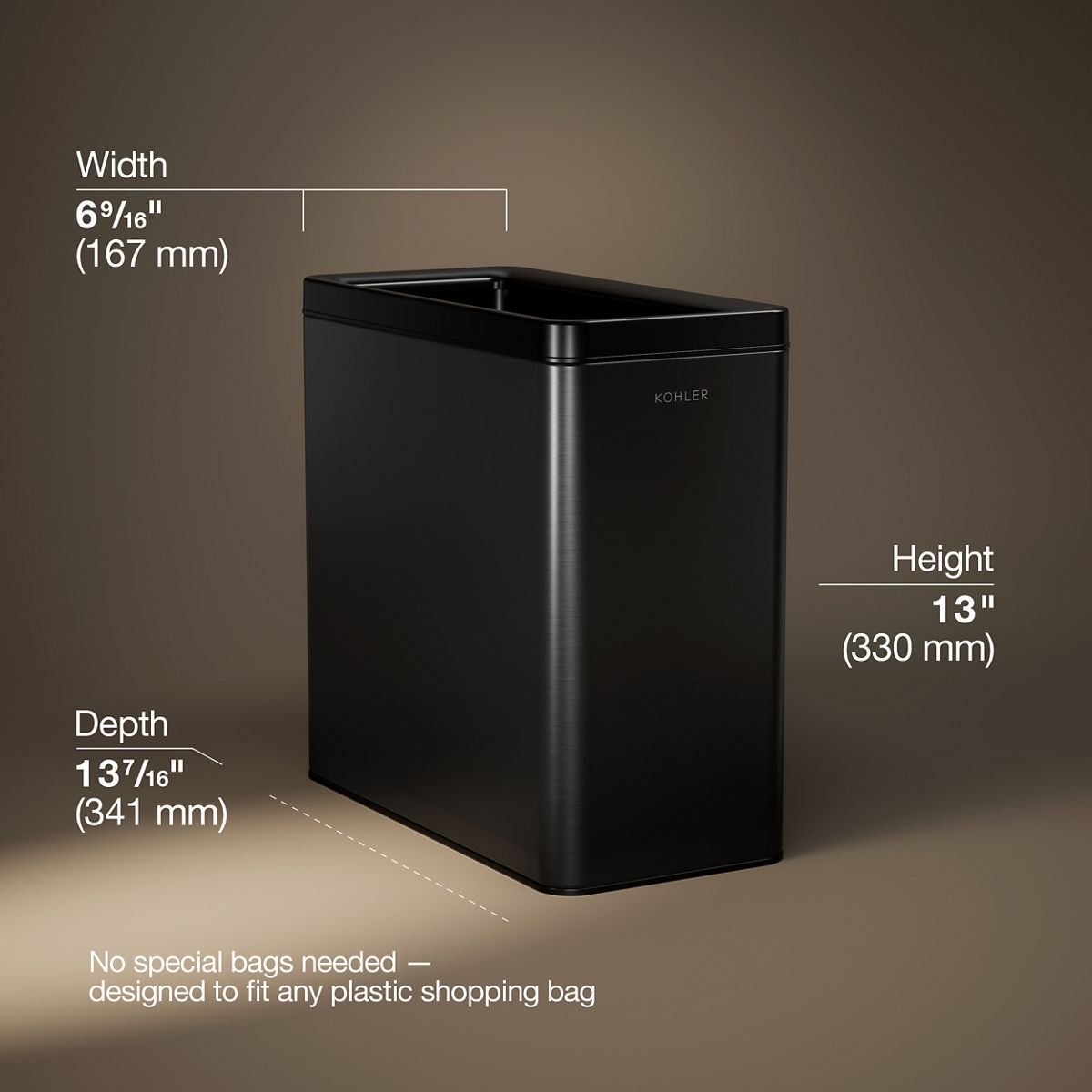 3/4 view of product with dimensions