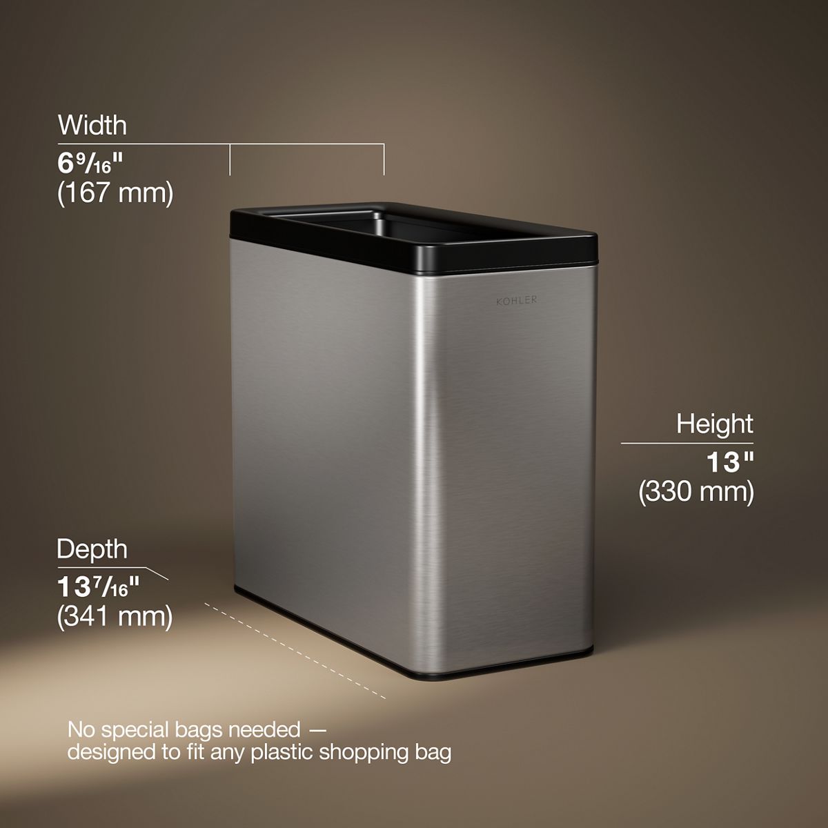 3/4 view of product with dimensions