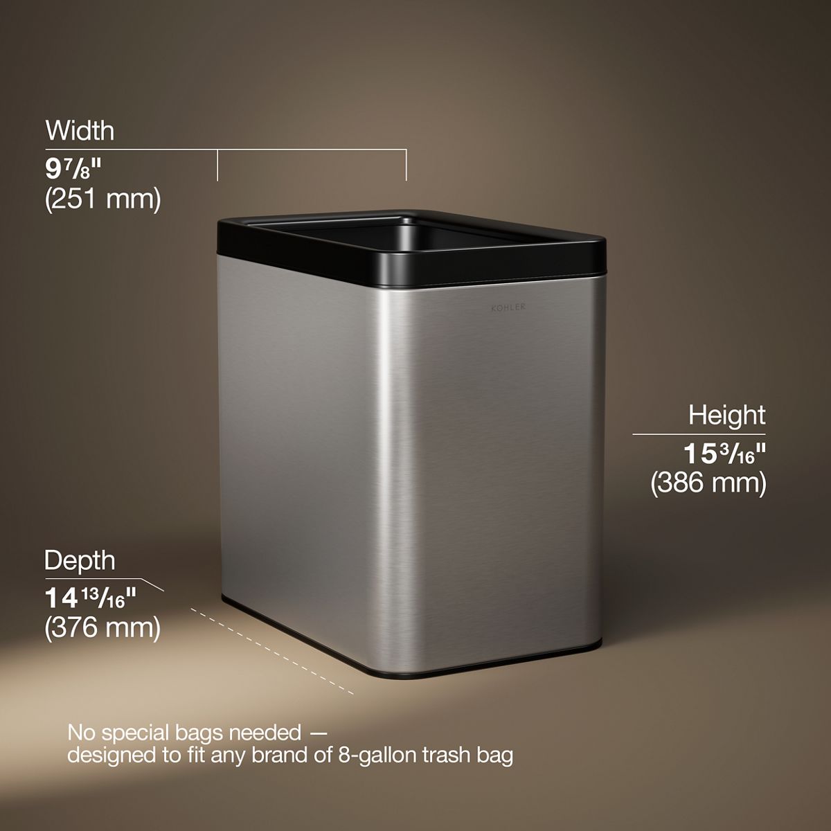 3/4 view of product with dimensions