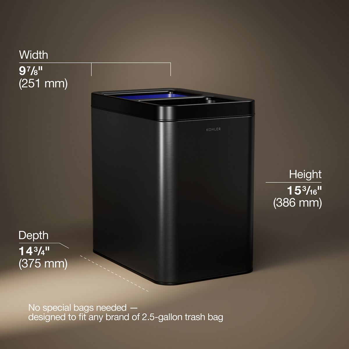 3/4 view of product with dimensions