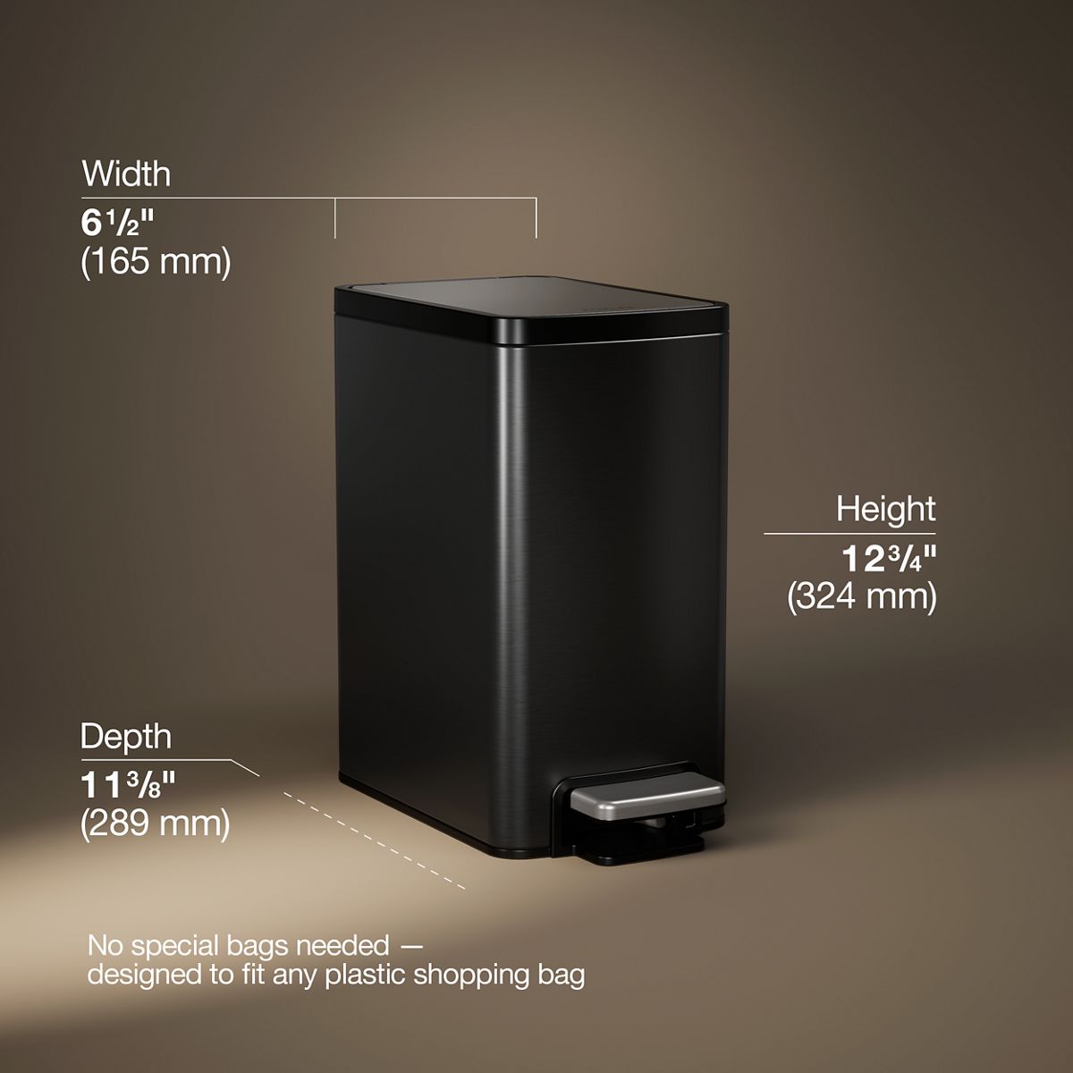 3/4 view of product with dimensions