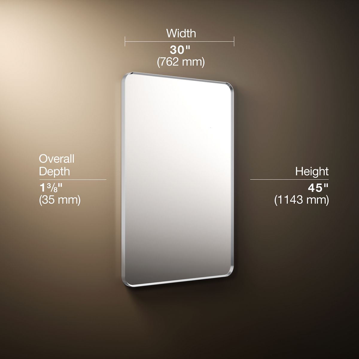 3/4 view of product with dimensions
