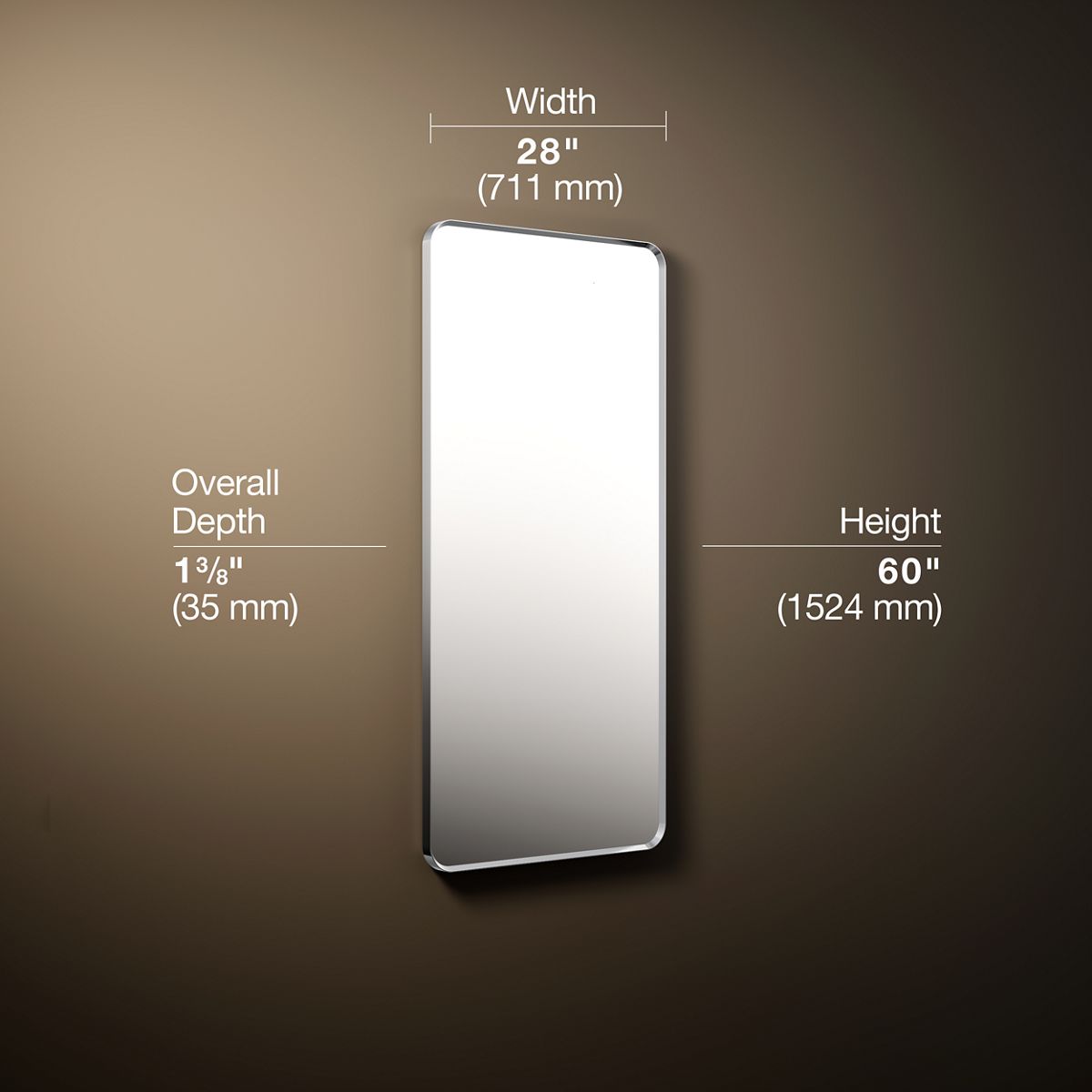 3/4 view of product with dimensions