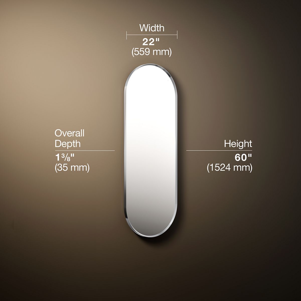 3/4 view of product with dimensions