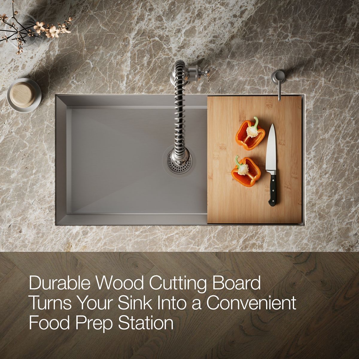 Products in use in overhead room view