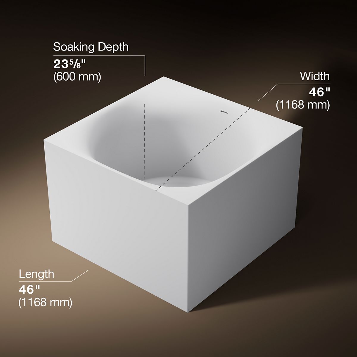 3/4 view of product with dimensions