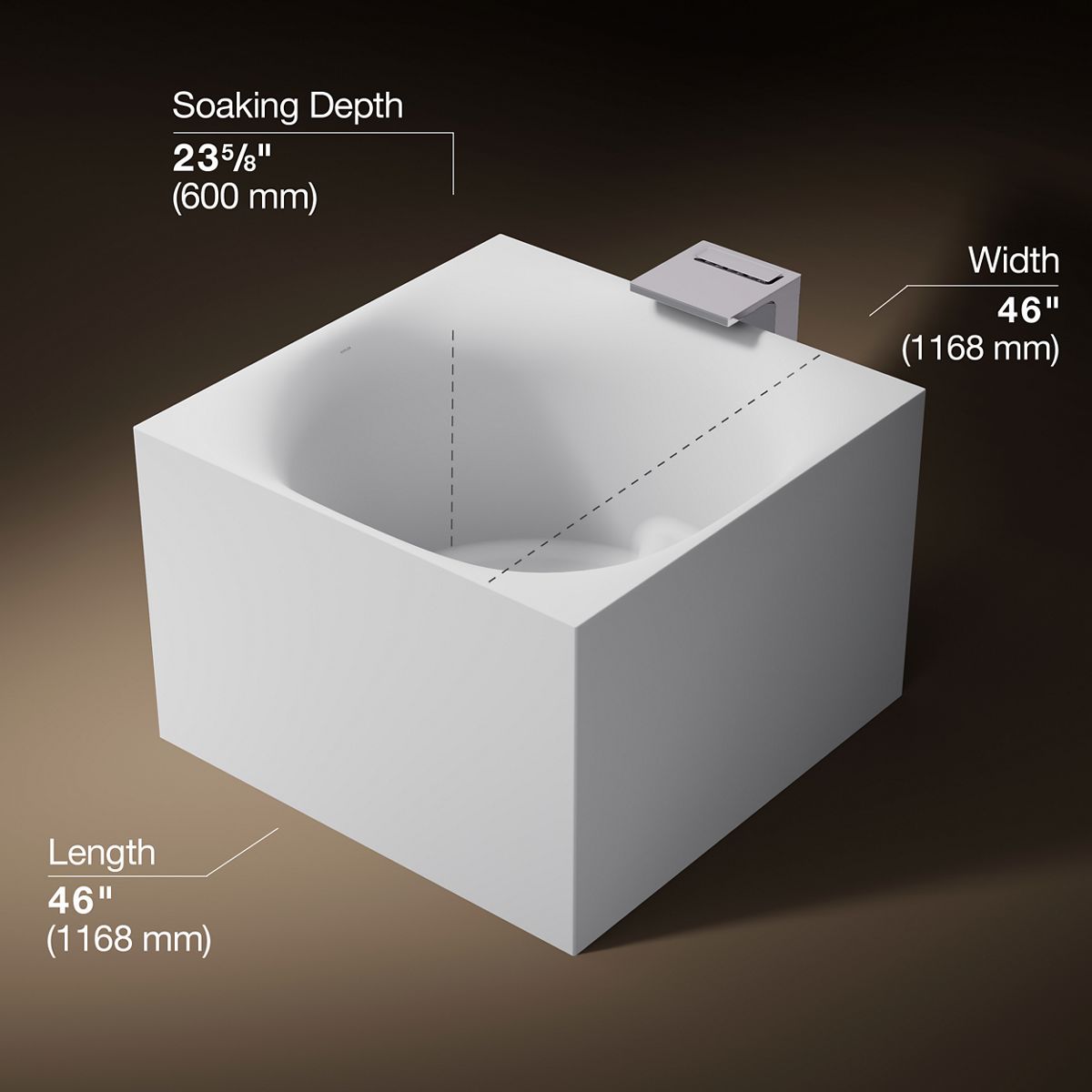 3/4 view of product with dimensions