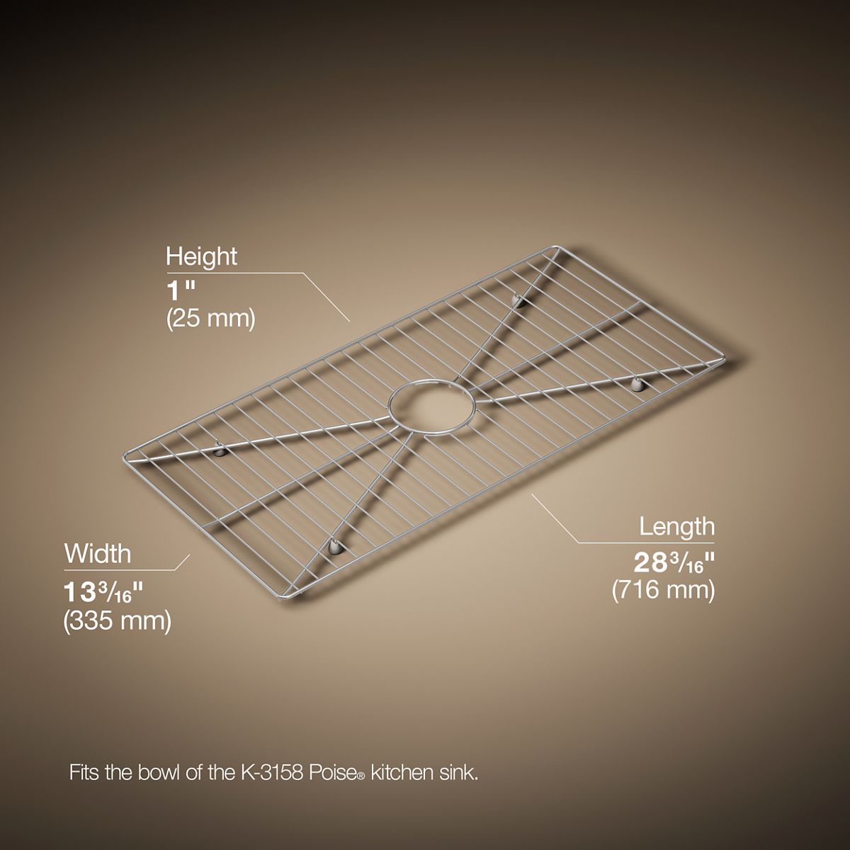 3/4 view of product with dimensions