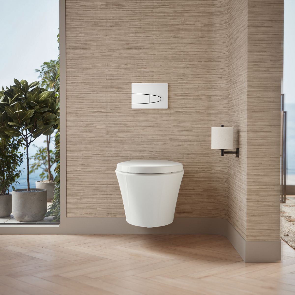 Up to 2 walls & multiple product categories visible, 1-point perspective