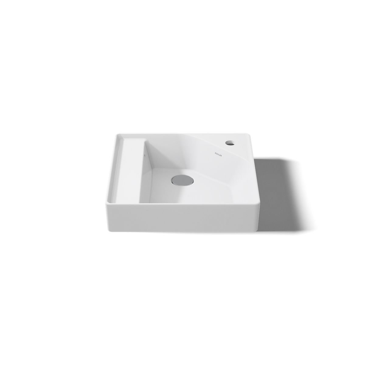 angled front view, not straight-on, 1-point perspective