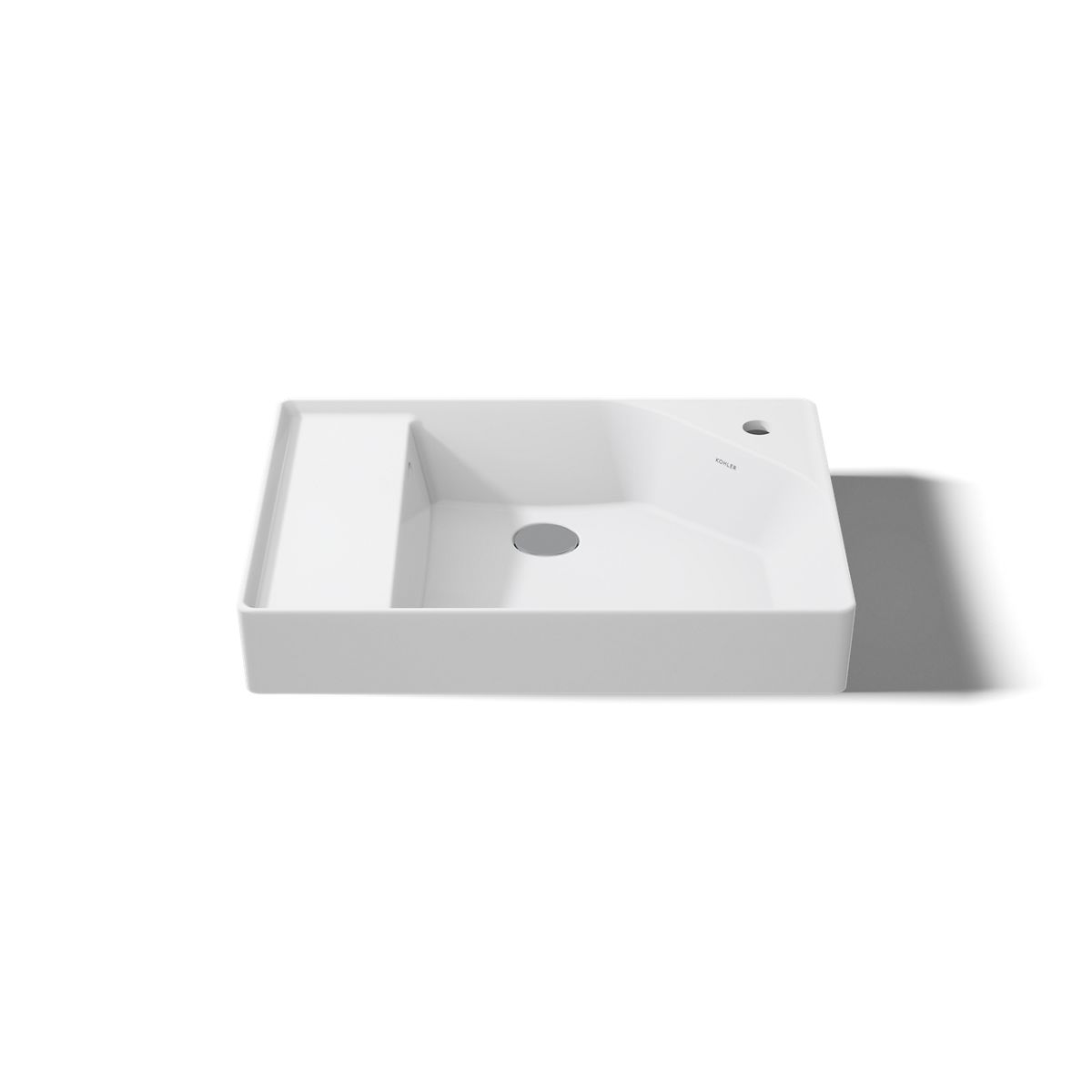 angled front view, not straight-on, 1-point perspective