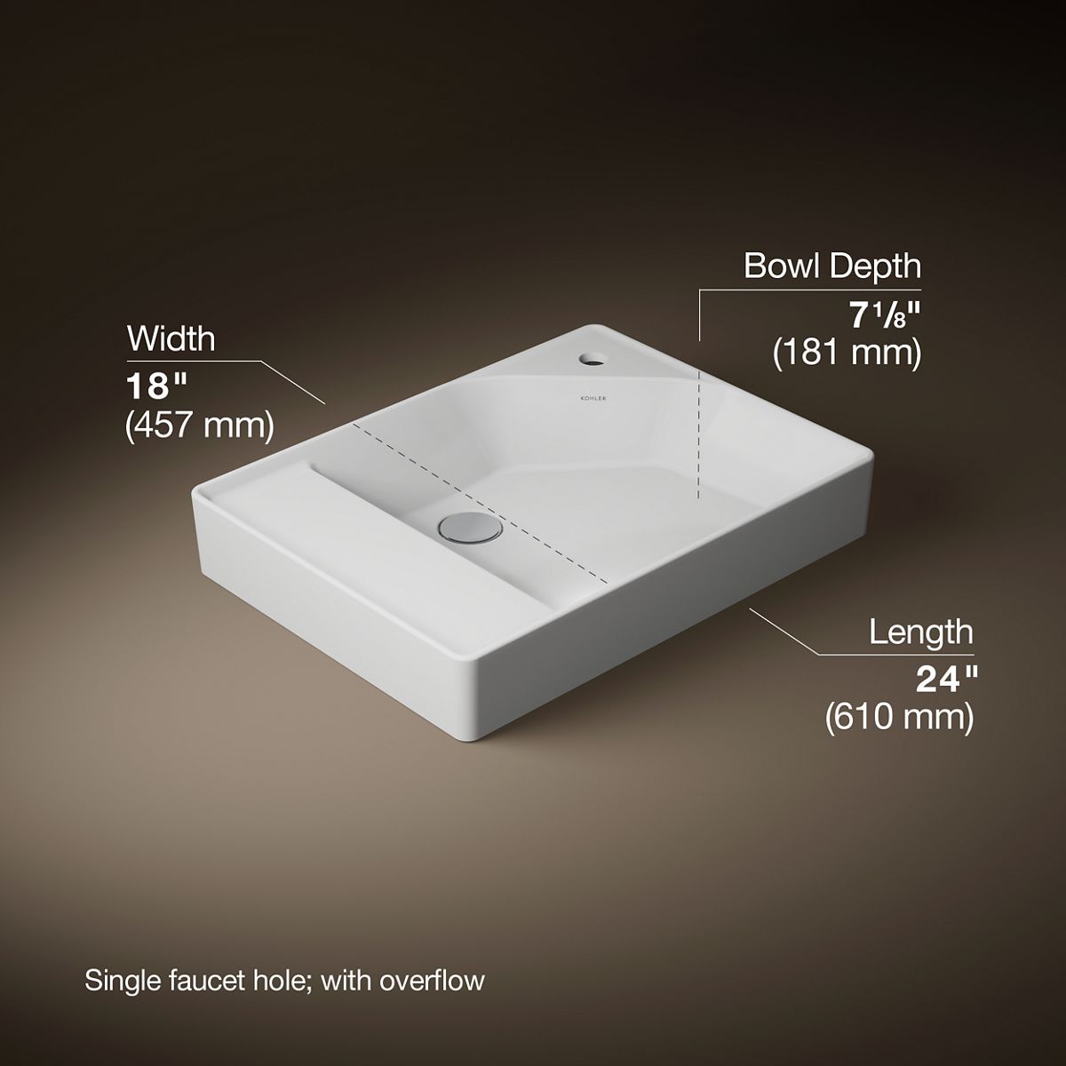 3/4 view of product with dimensions