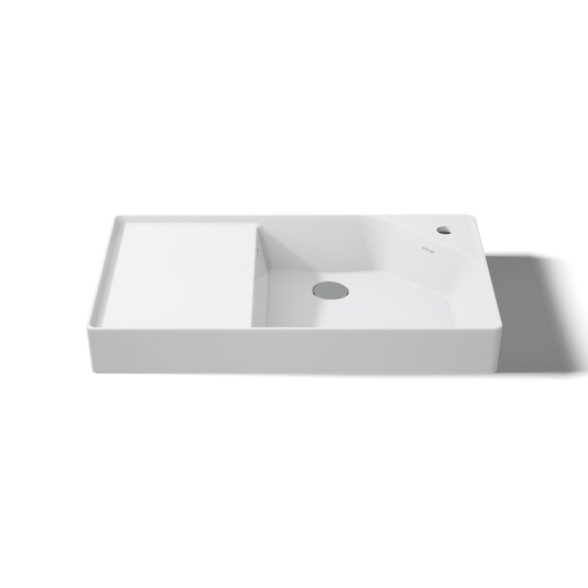 angled front view, not straight-on, 1-point perspective