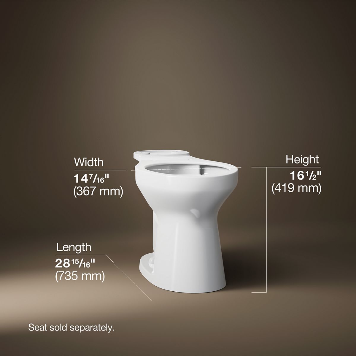 3/4 view of product with dimensions