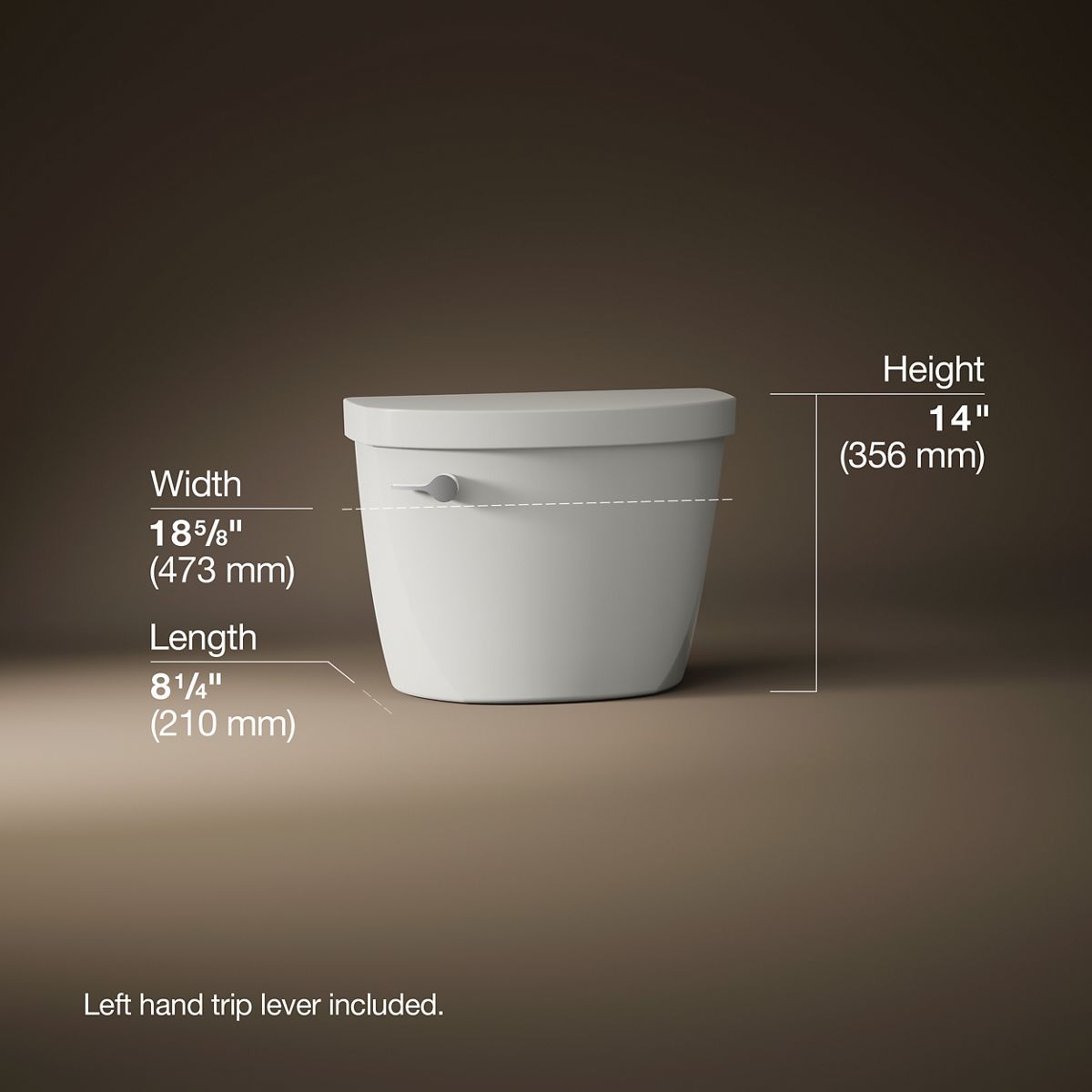 3/4 view of product with dimensions