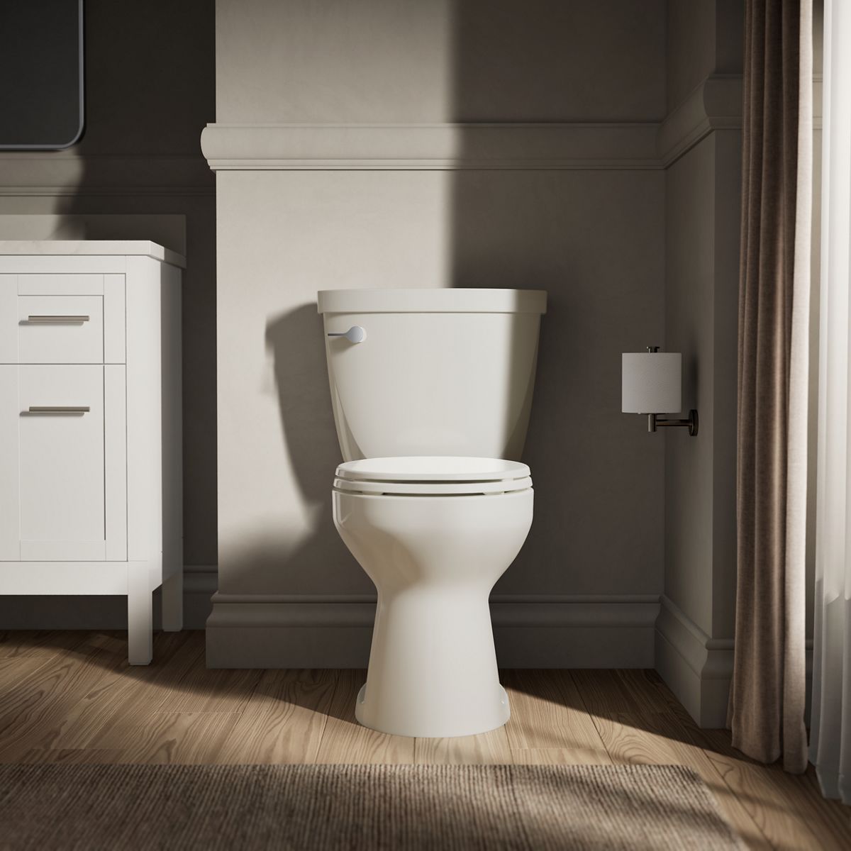 Up to 2 walls & multiple product categories visible, 1-point perspective