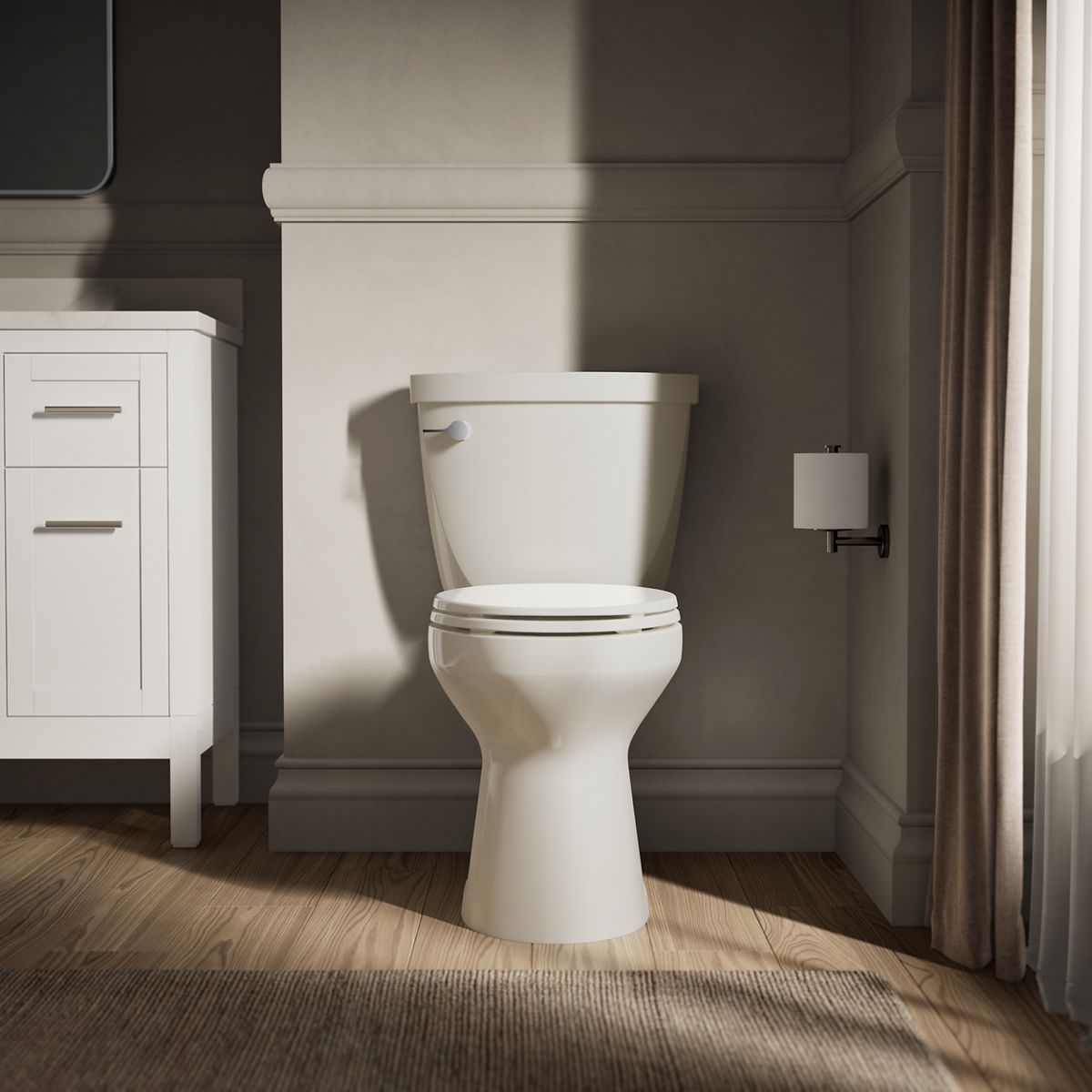 Up to 2 walls & multiple product categories visible, 1-point perspective