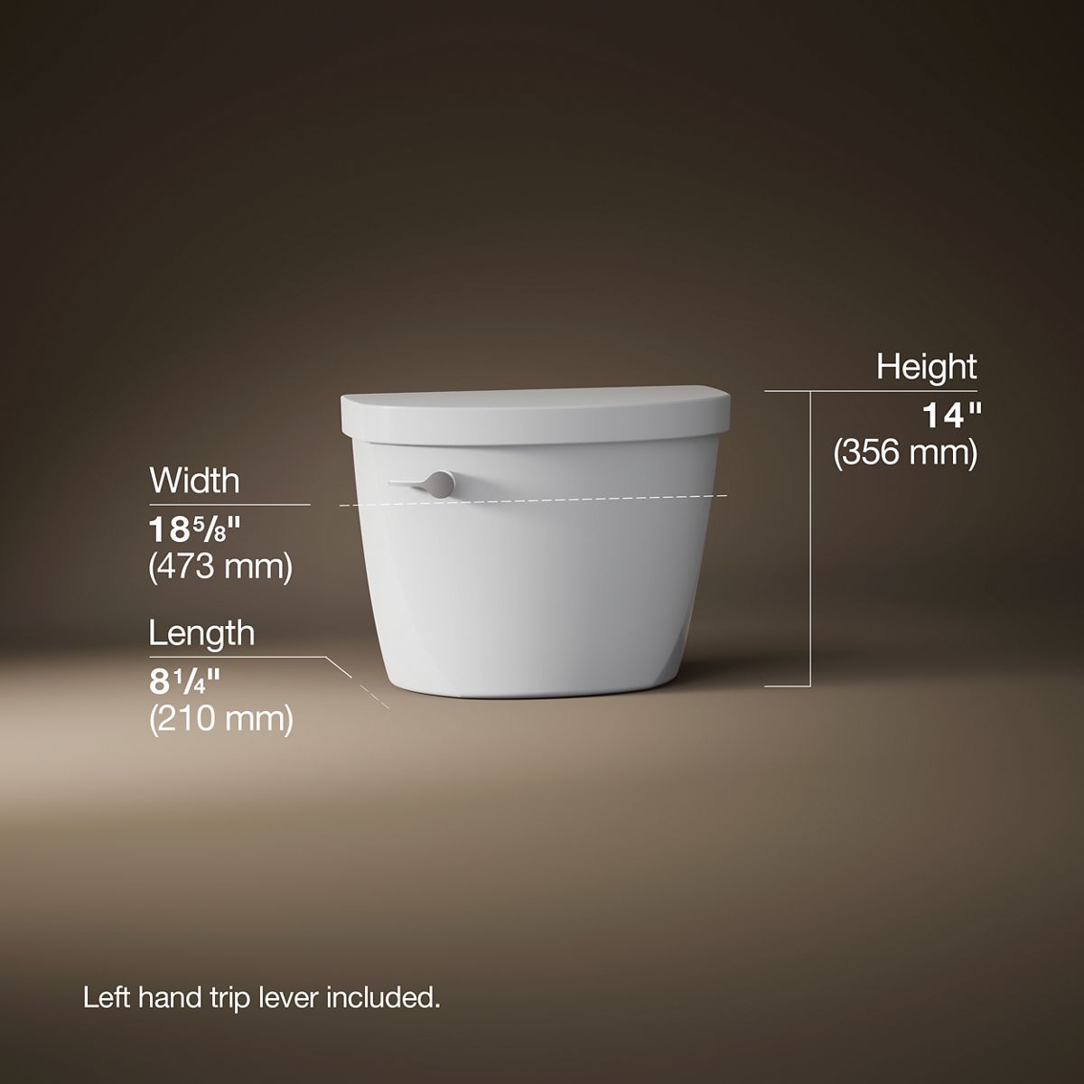 3/4 view of product with dimensions