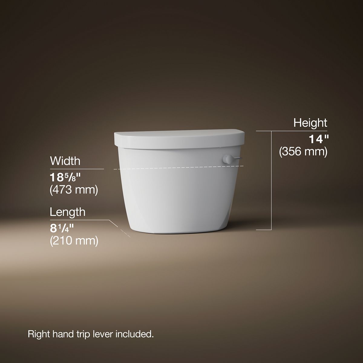 3/4 view of product with dimensions