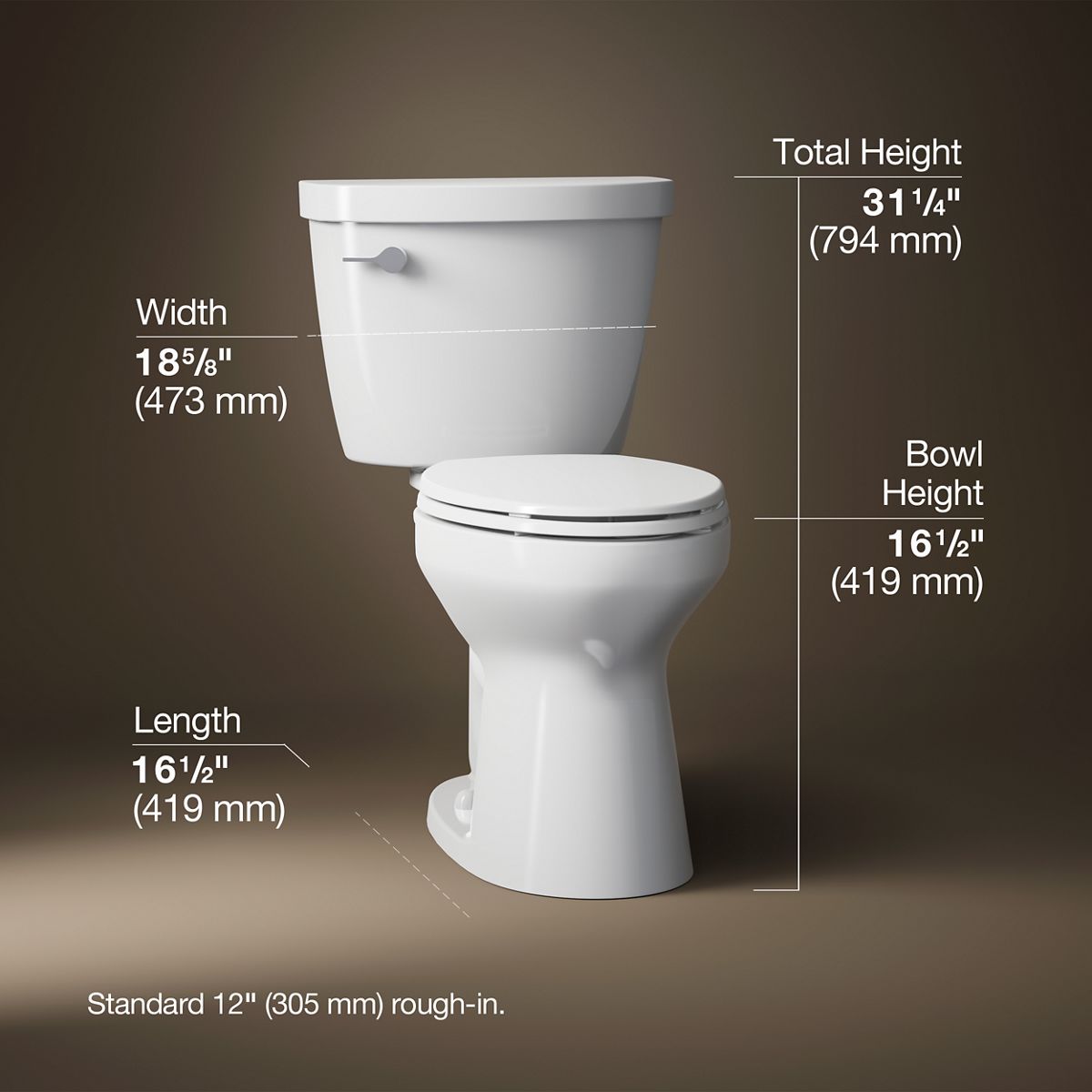 3/4 view of product with dimensions