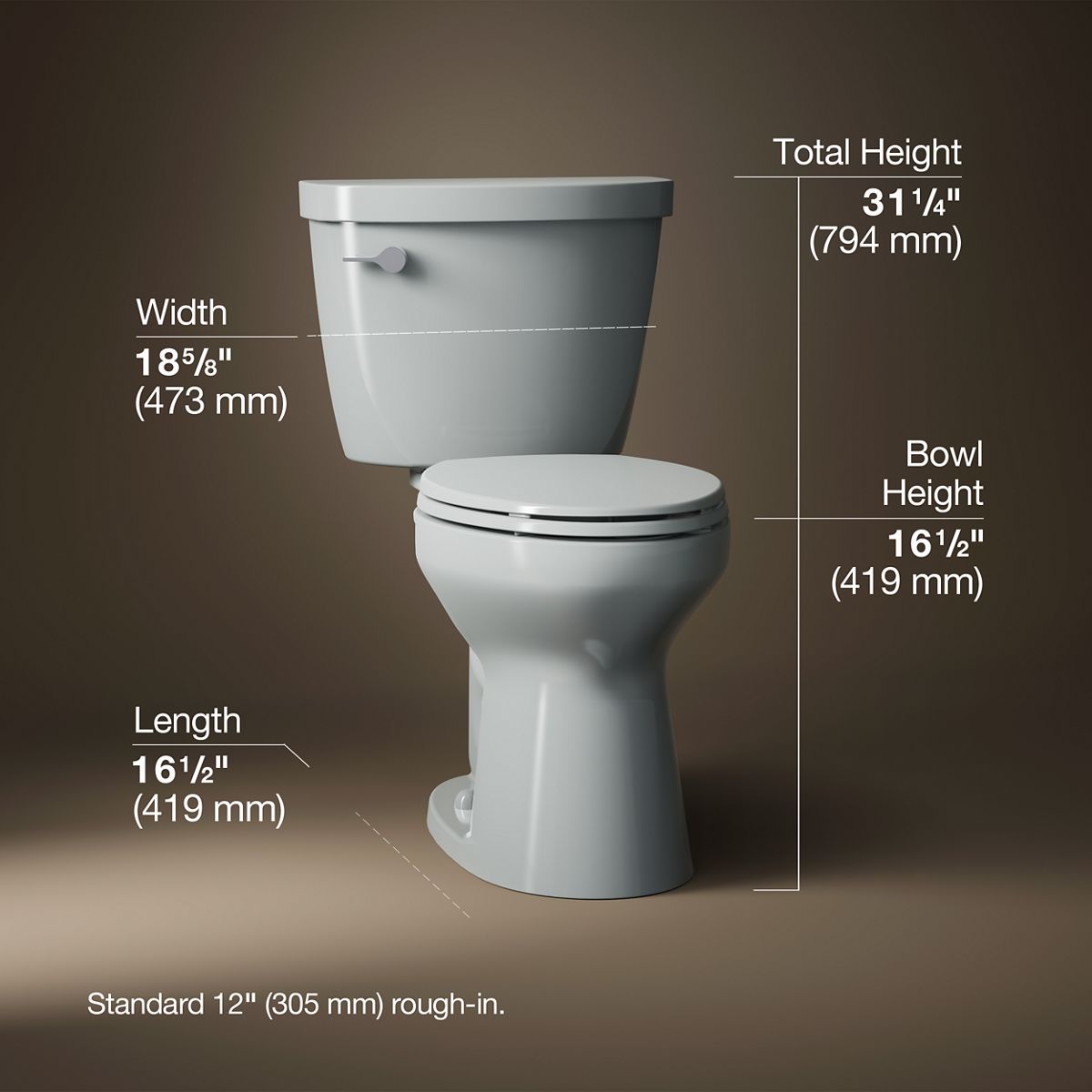 3/4 view of product with dimensions
