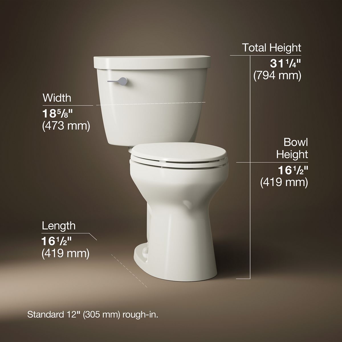 3/4 view of product with dimensions