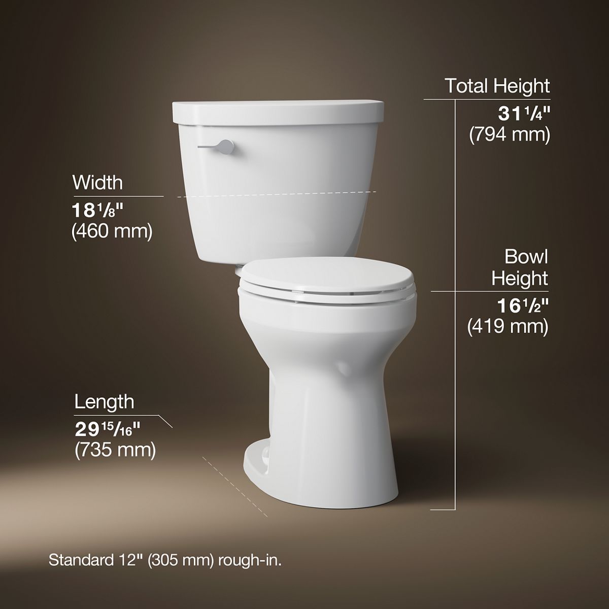 3/4 view of product with dimensions