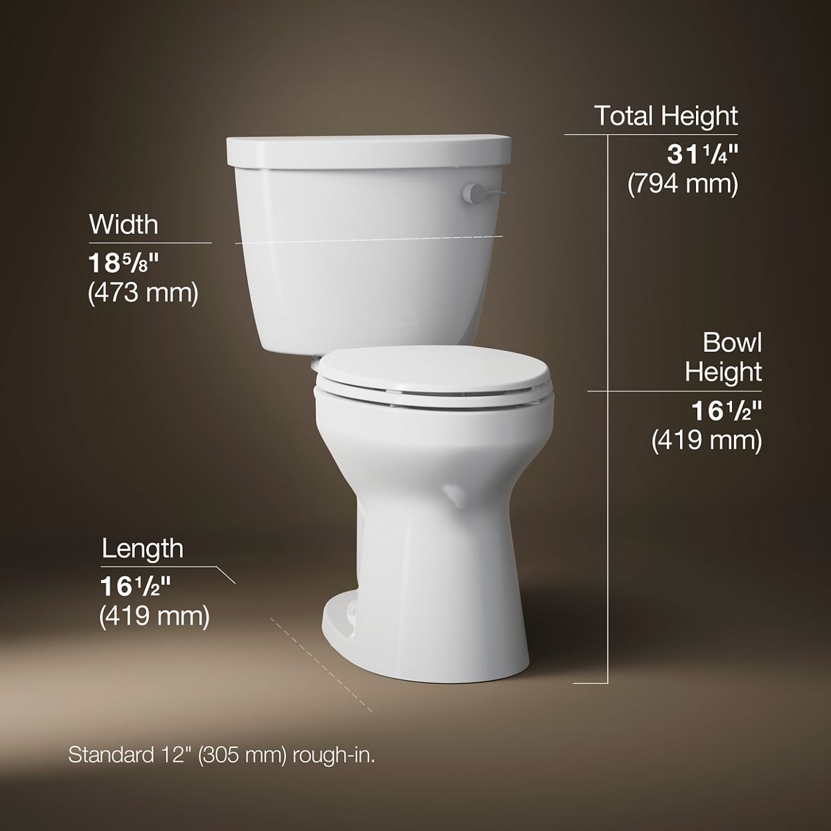 3/4 view of product with dimensions