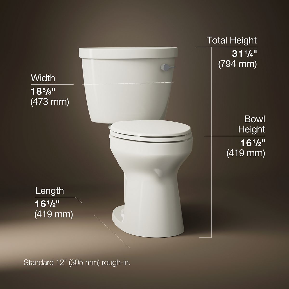 3/4 view of product with dimensions