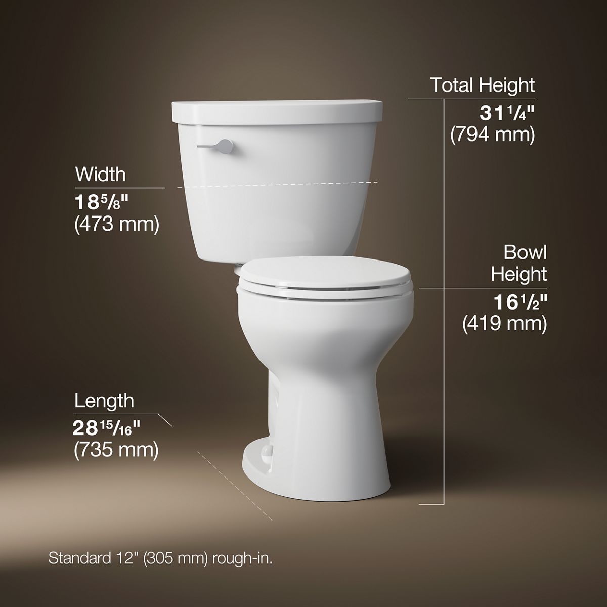 3/4 view of product with dimensions