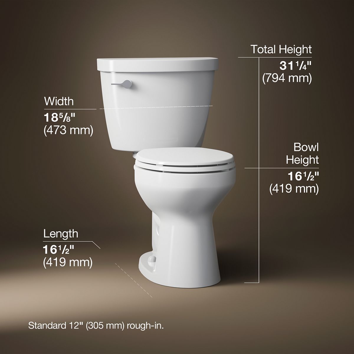 3/4 view of product with dimensions