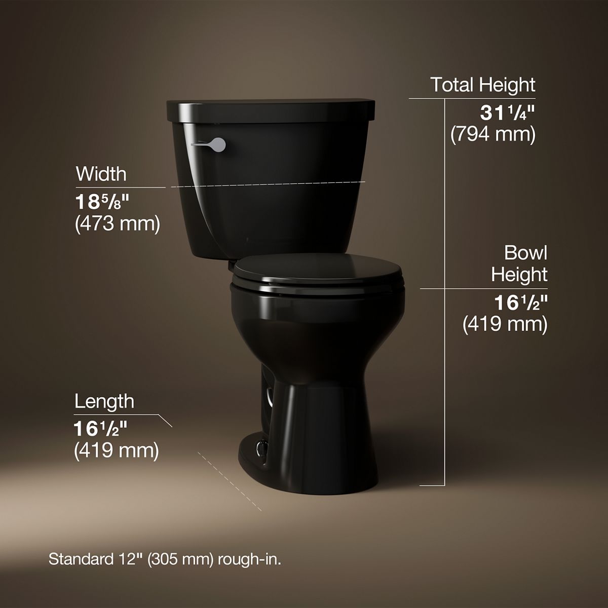 3/4 view of product with dimensions