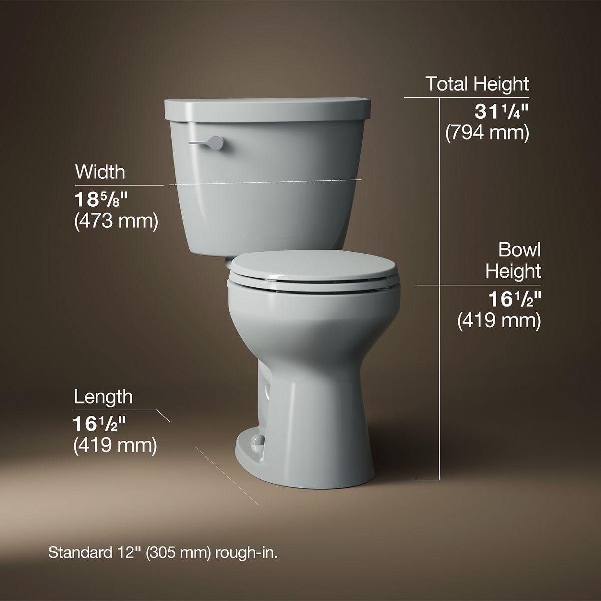 3/4 view of product with dimensions