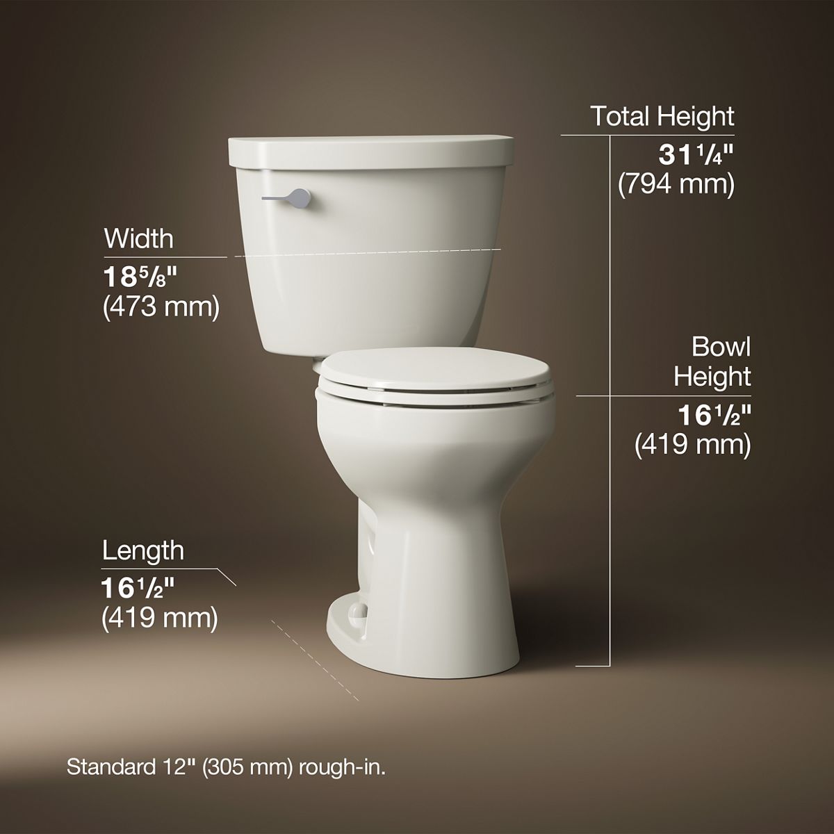 3/4 view of product with dimensions