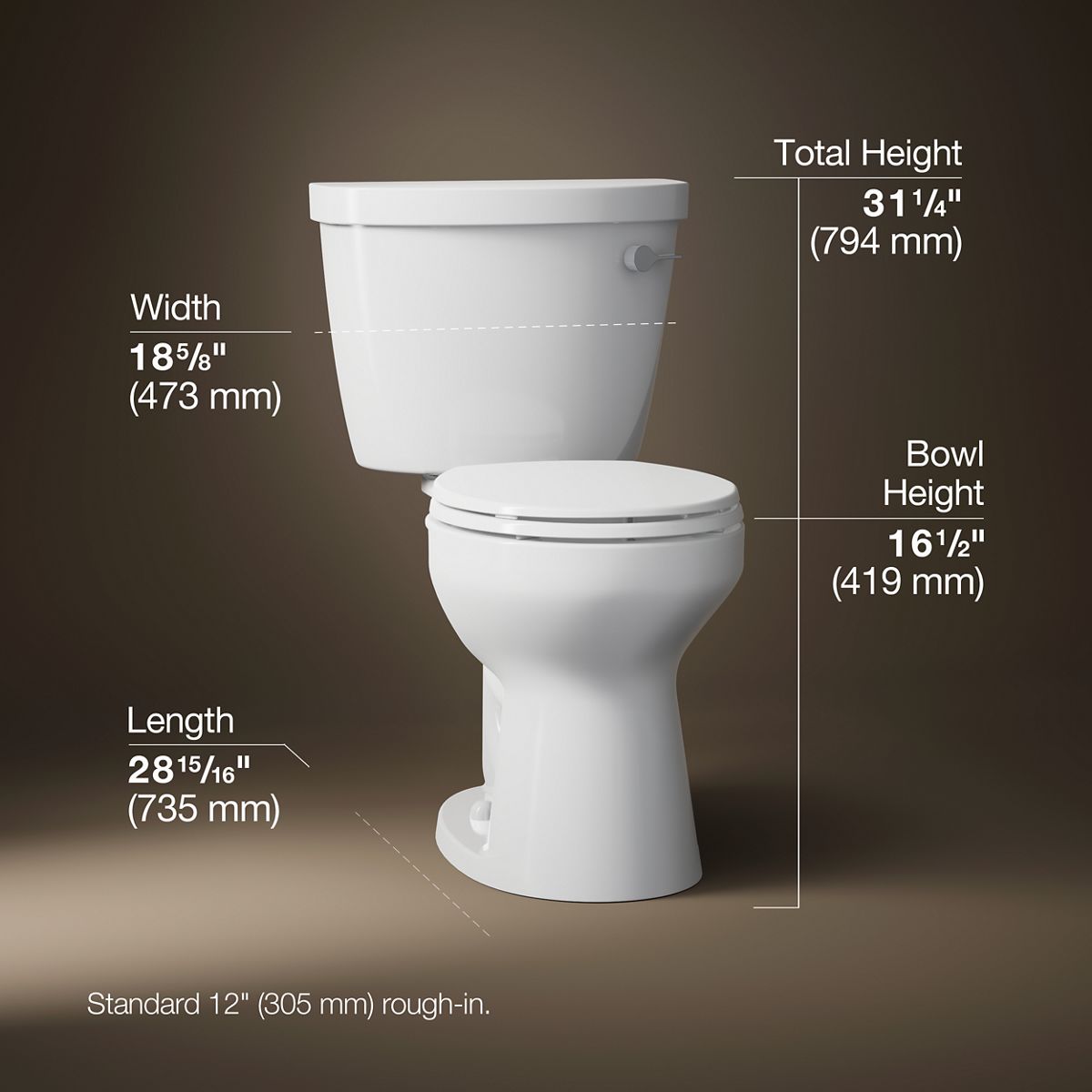 3/4 view of product with dimensions