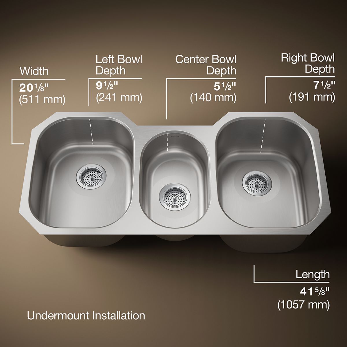 3/4 view of product with dimensions