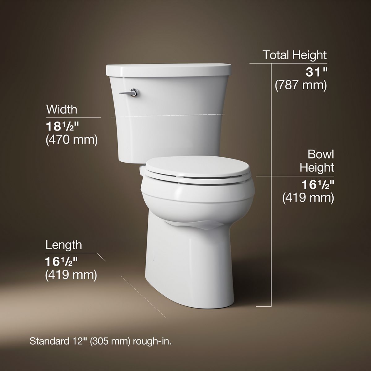 3/4 view of product with dimensions