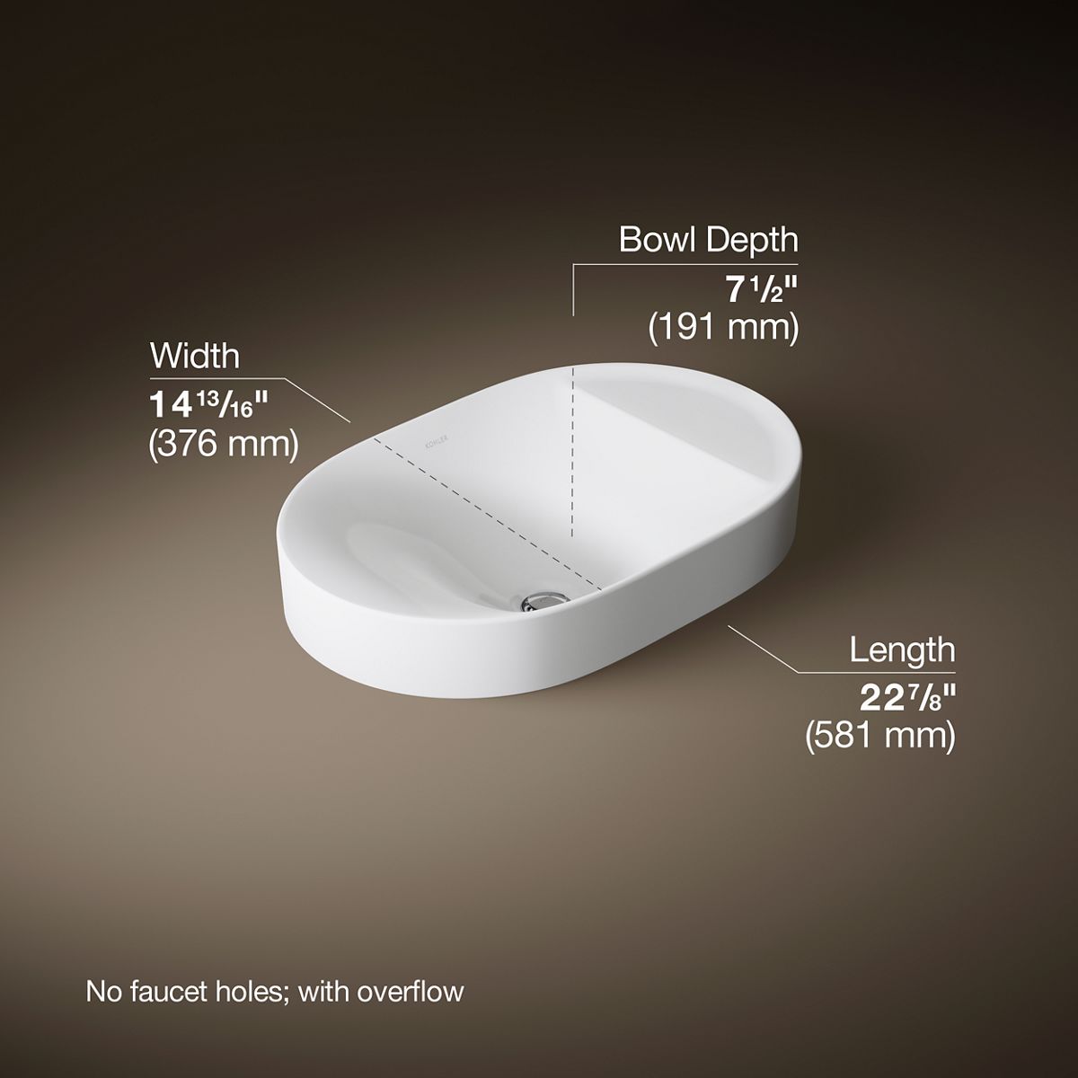 3/4 view of product with dimensions