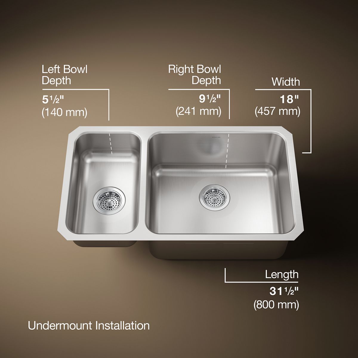 3/4 view of product with dimensions