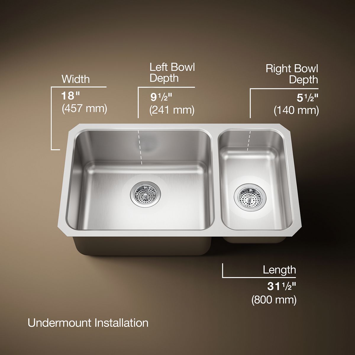 3/4 view of product with dimensions
