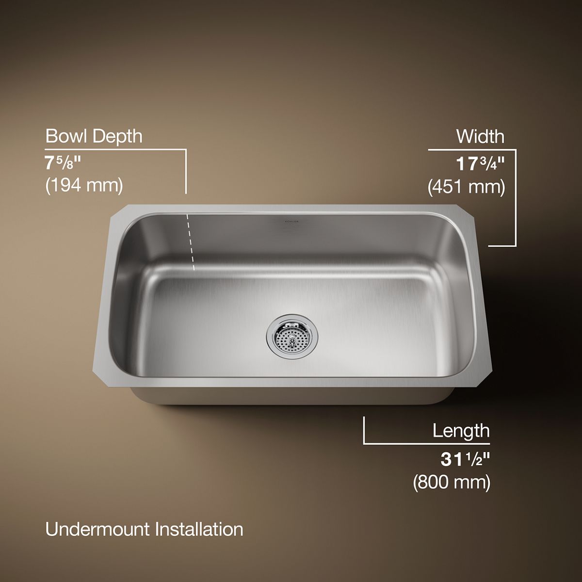 3/4 view of product with dimensions