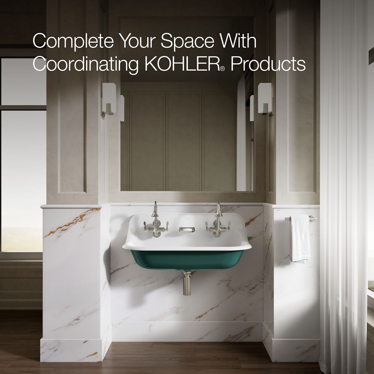 Up to 2 walls & multiple product categories visible, 1-point perspective