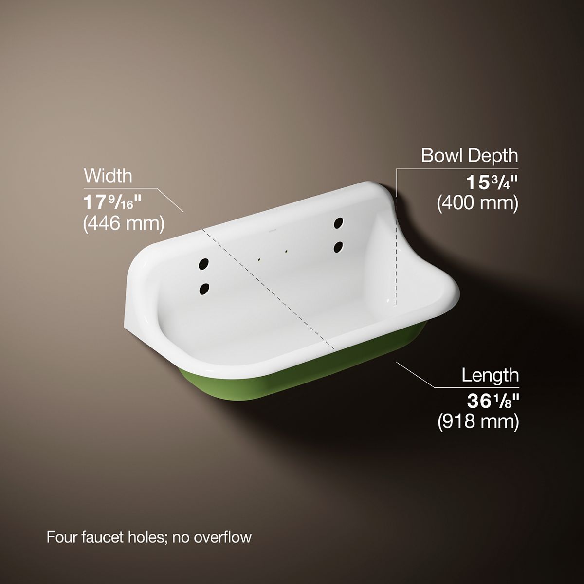 3/4 view of product with dimensions