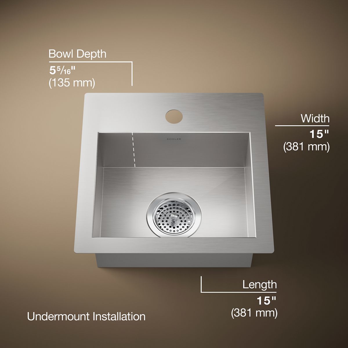 3/4 view of product with dimensions