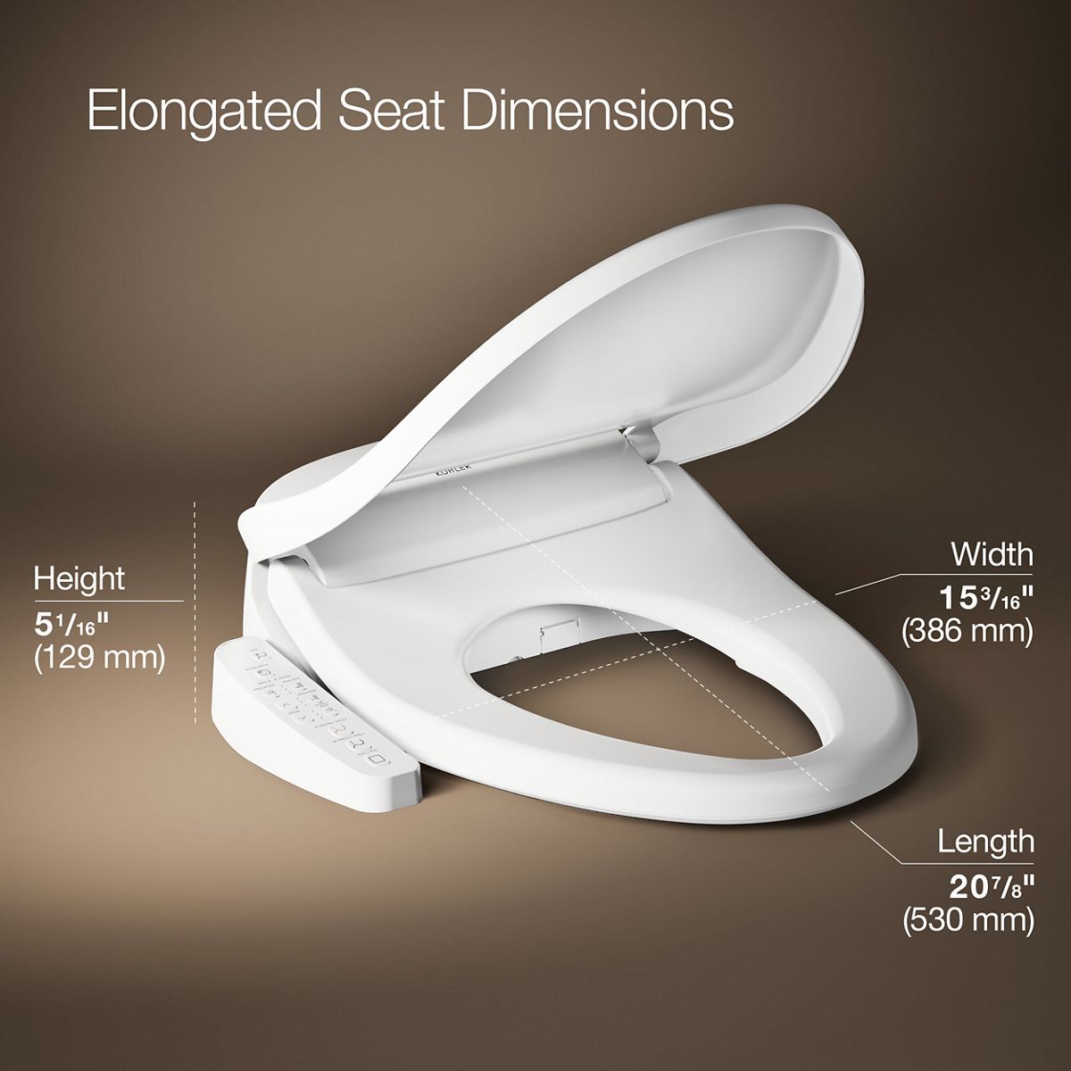 3/4 view of product with dimensions